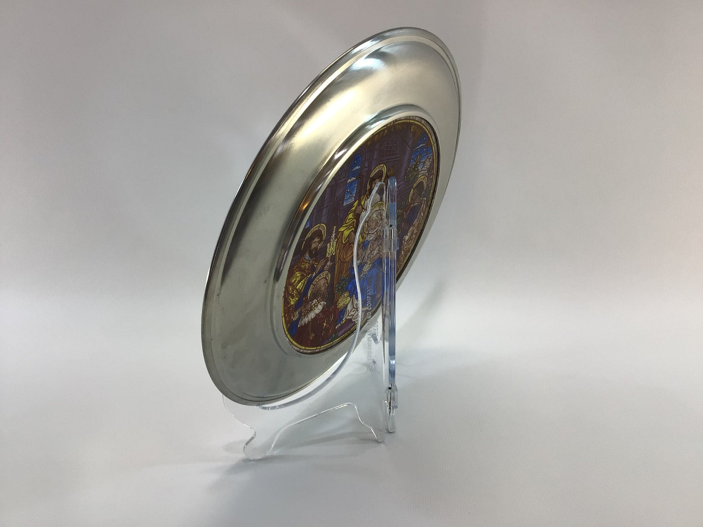 Pewter Stained Glass 10" Plate 1981 Christmas Plate St. Paul's San Francisco Vintage US Historical Society Collector's Series