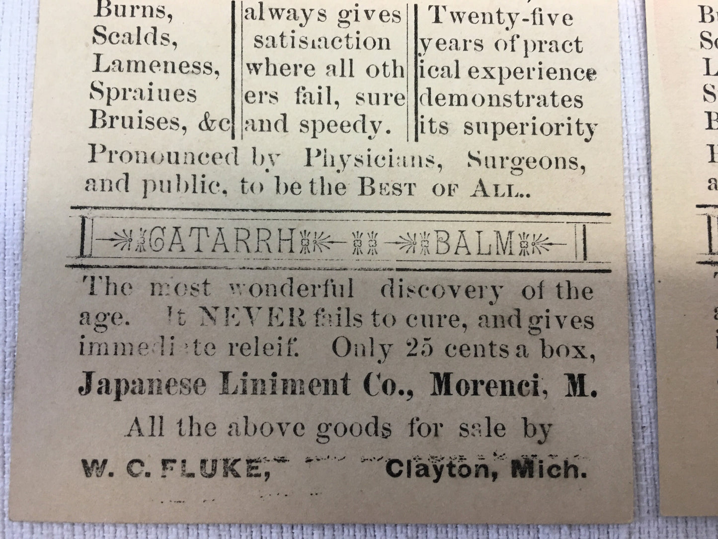 Antique Advertising Medicine Trade Cards Life Syrup & Baker's Japanese Liniment Red Home Decor Wall Shelf Art