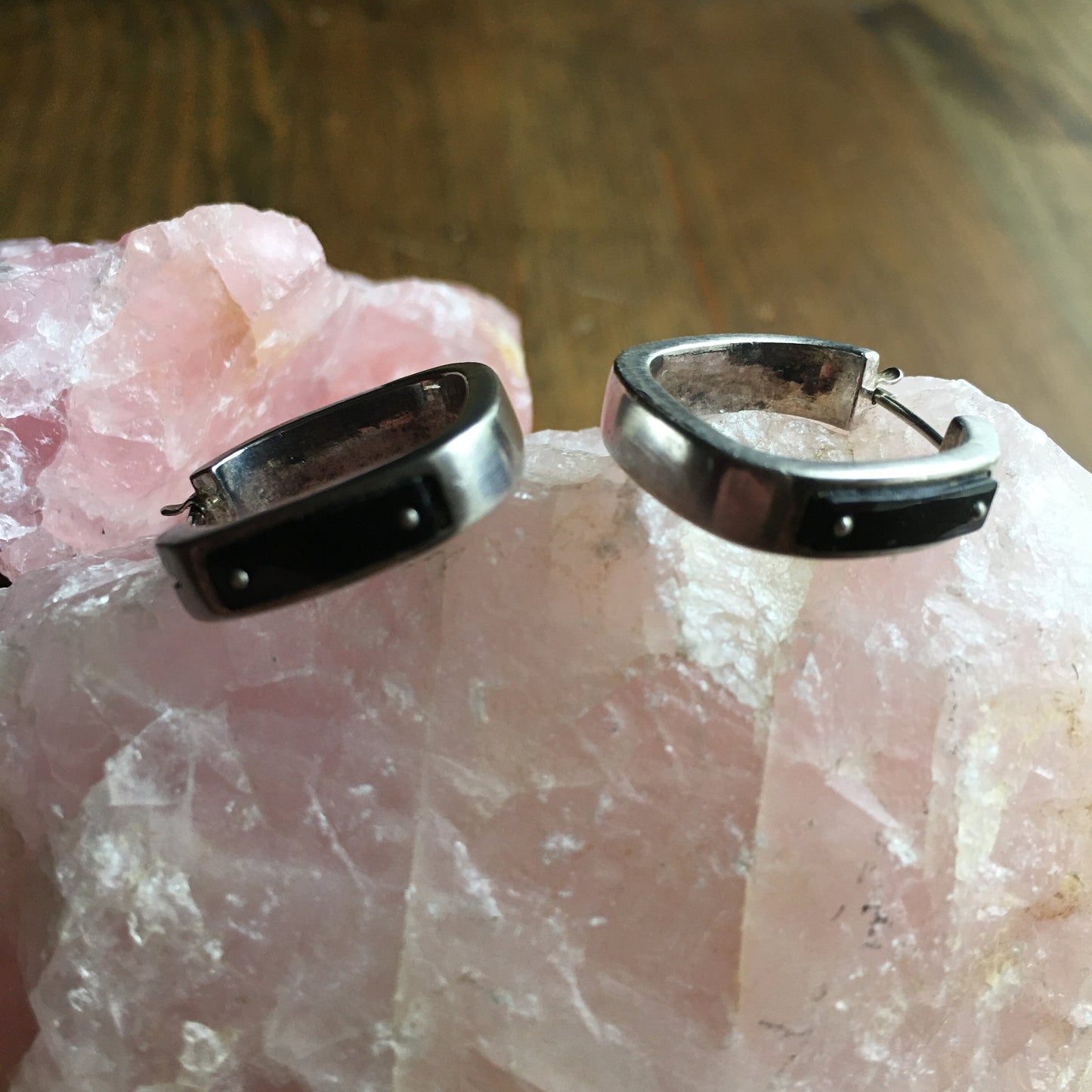 Monet Hoop Earrings Square Vintage Silver Tone Pierced Everyday Casual Fashion