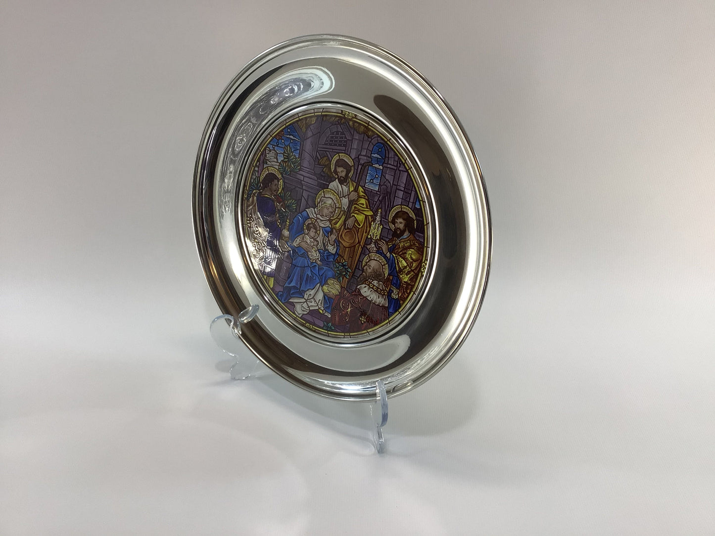 Pewter Stained Glass 10" Plate 1981 Christmas Plate St. Paul's San Francisco Vintage US Historical Society Collector's Series