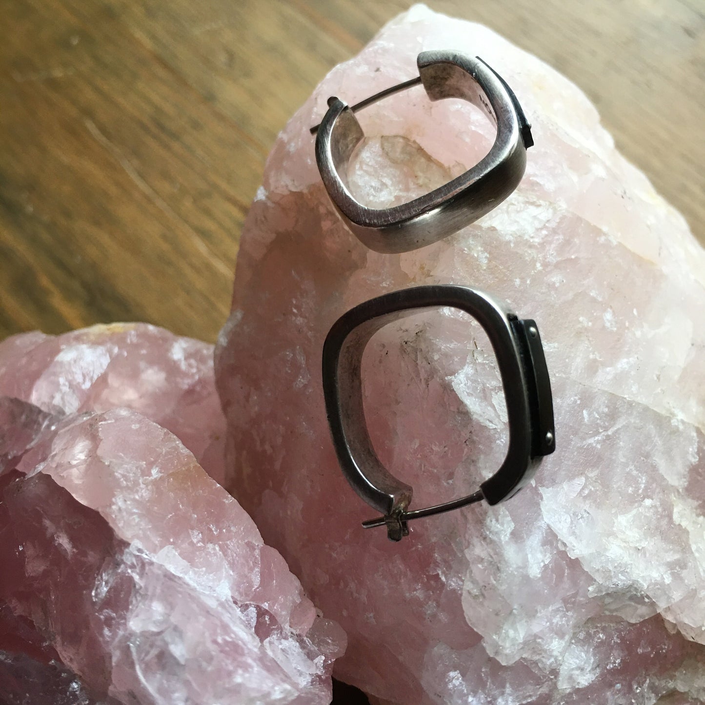 Monet Hoop Earrings Square Vintage Silver Tone Pierced Everyday Casual Fashion