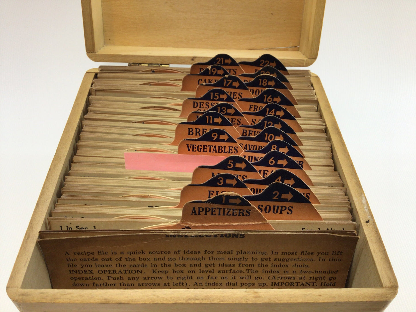 Vintage Wooden Recipe File Storage Box Plan-A-Meal 1930's Kitchen Collectible
