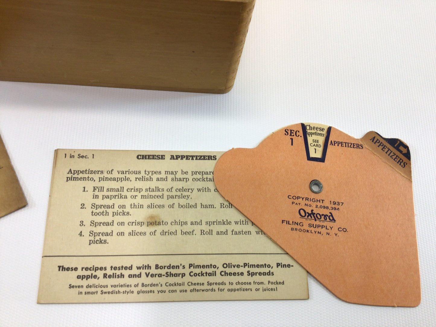 Vintage Wooden Recipe File Storage Box Plan-A-Meal 1930's Kitchen Collectible
