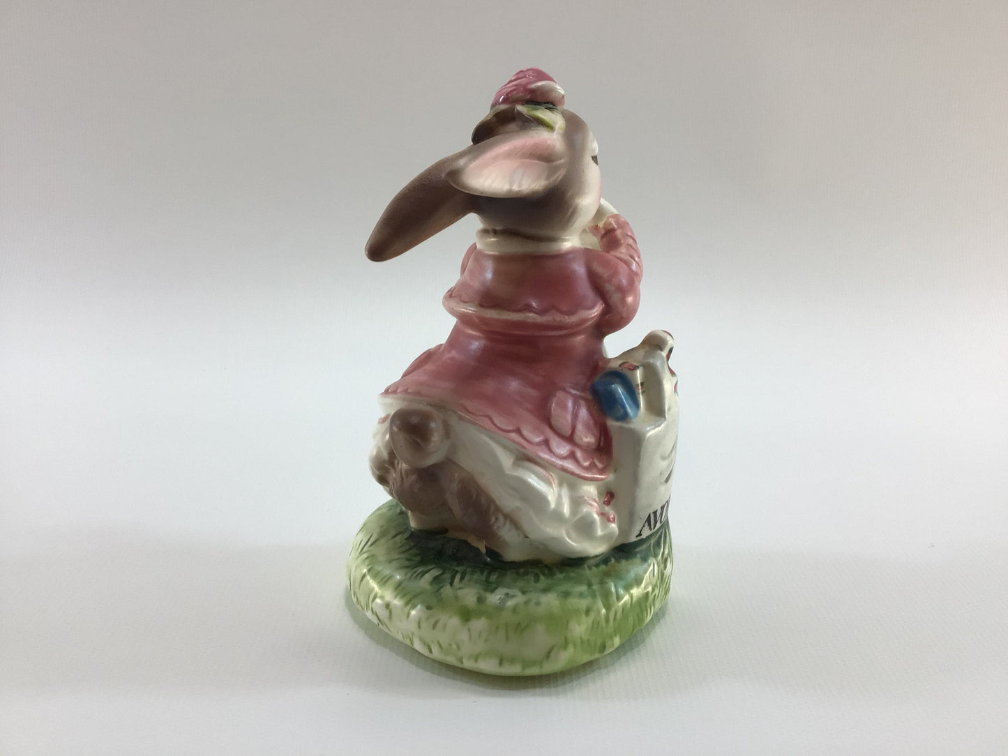 Bunny Rabbit Figurine Ceramic 1980 Avon Precious Moments Representative Award Ready for an Avon day