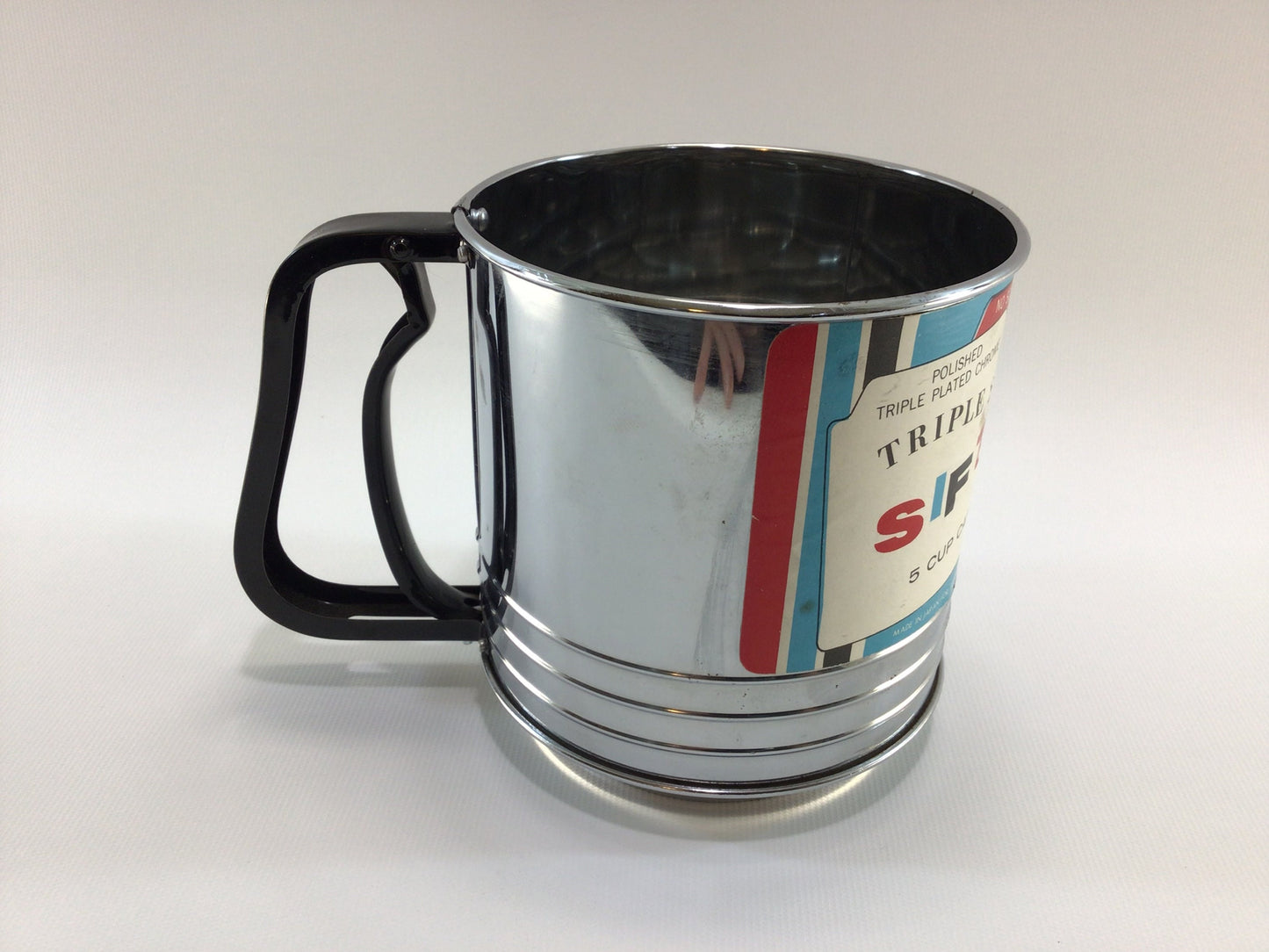 Maynard Sifter 5 Cup Triple Screen Black Handle Vintage Kitchen Collectible Utensils