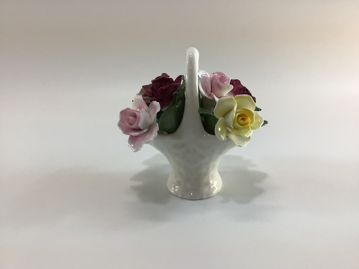 June Roses Basket Hand Painted Bone China Figurine Crown Staffordshire