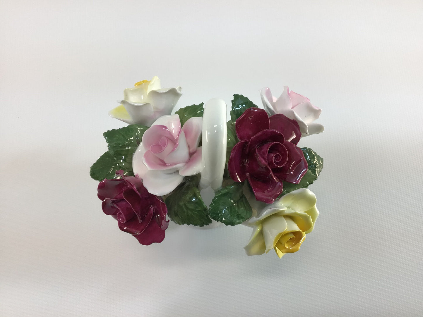 June Roses Basket Hand Painted Bone China Figurine Crown Staffordshire