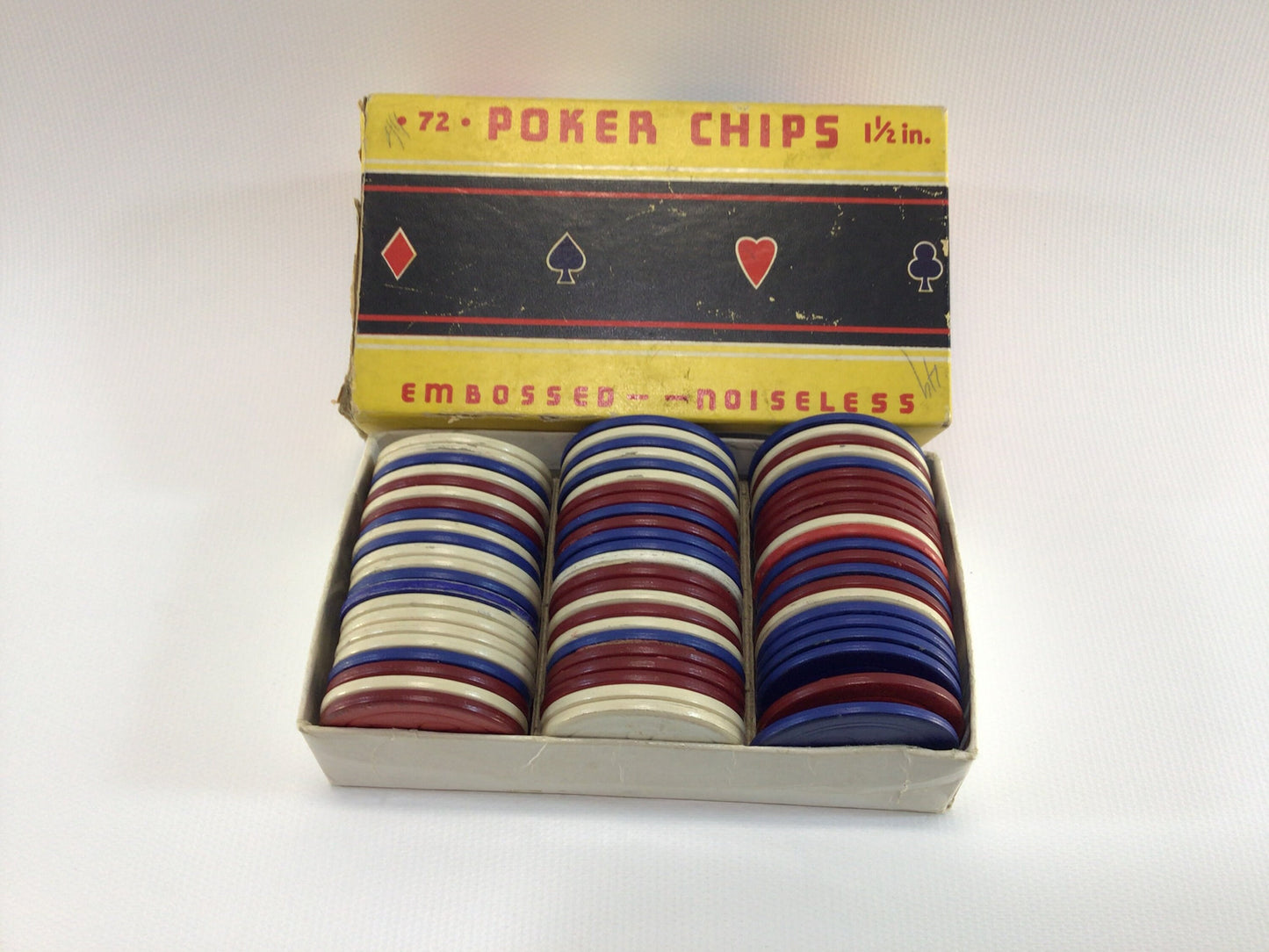 Poker Chips Embossed Noiseless 1 1/2" Vintage Gaming Collectible