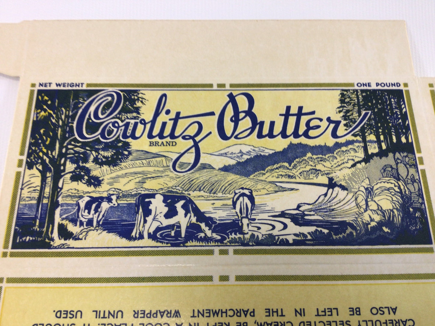 1958 Cowlitz Butter Box Vintage Advertising Old Paper Ephemera