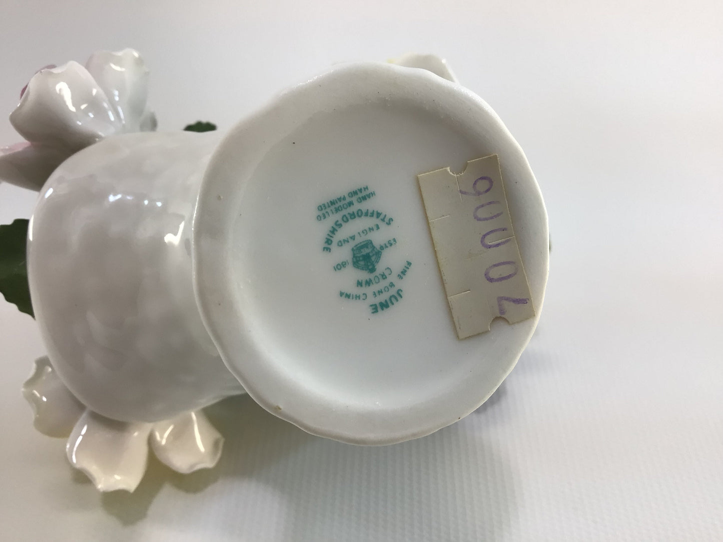 June Roses Basket Hand Painted Bone China Figurine Crown Staffordshire