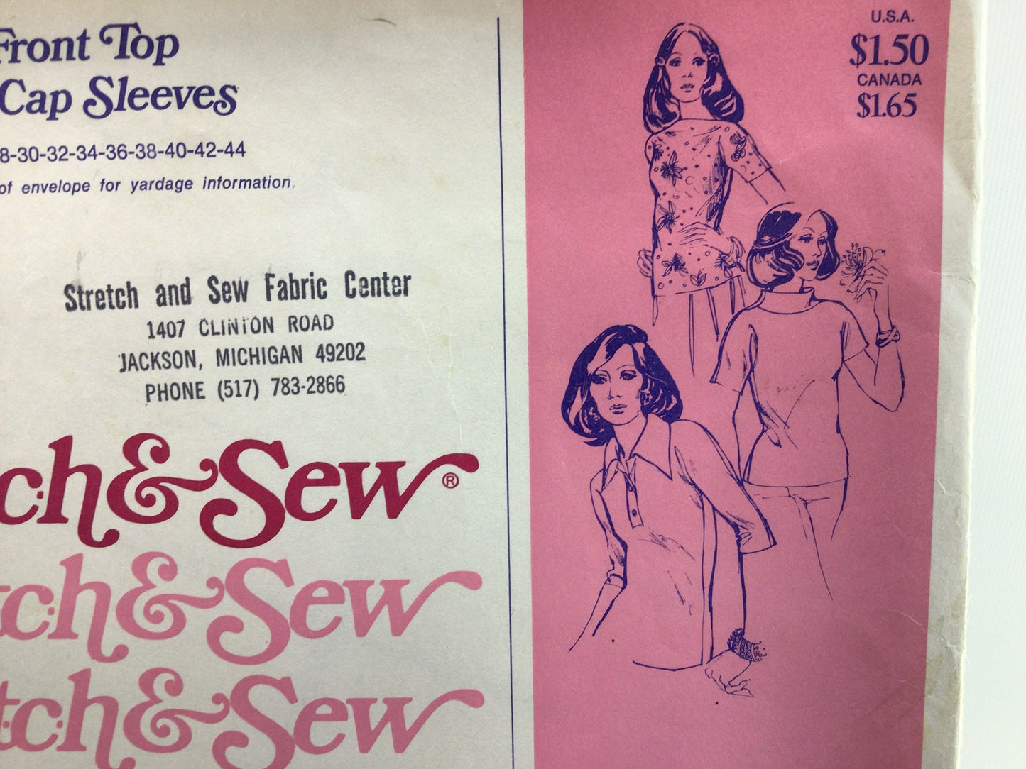 Retro Fashion Sewing Pattern Stretch and Sew Tab Front Top Cap Sleeves 250 Vintage Styles