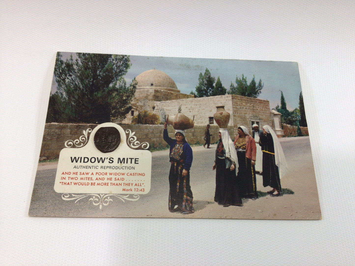 Christmas Postcard Widow's Mite Reproduction Vintage Rachel's Tomb