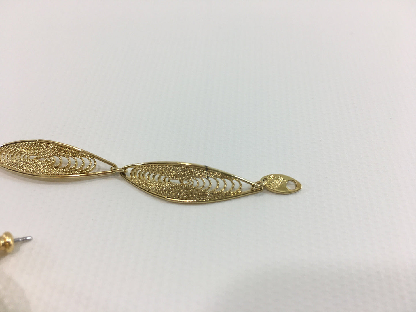 Trifari Gold Tone Bracelet and Dangle Post Earrings Set