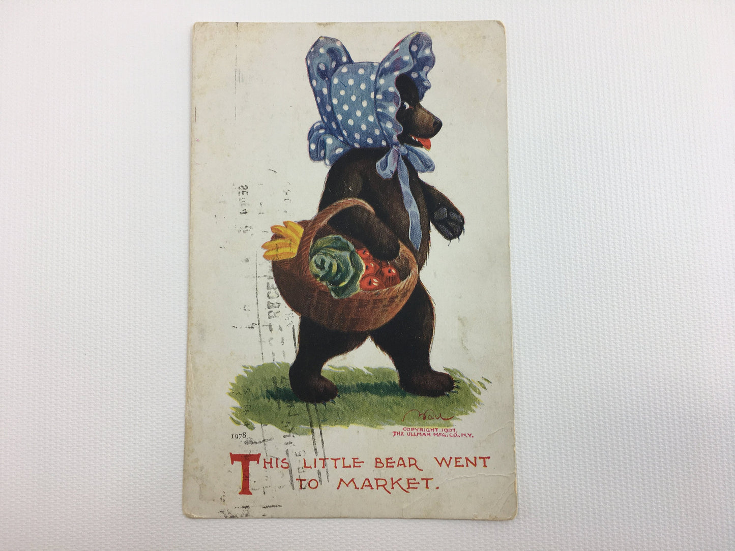 Antique Postcard Little Bear Series 2 This Little Bear Went To Market