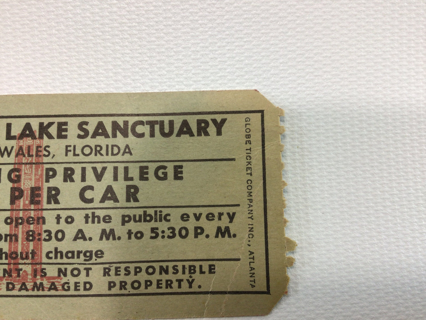 Mountain Lake Sanctuary Parking Ticket Vintage Lake Wales Florida Ephemera