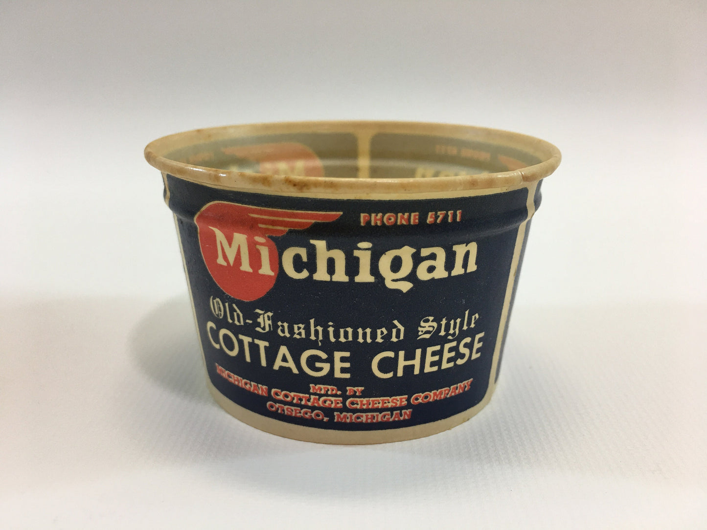 Vintage Cottage Cheese Container Michigan Old Fashion Style Small Single Serve Size
