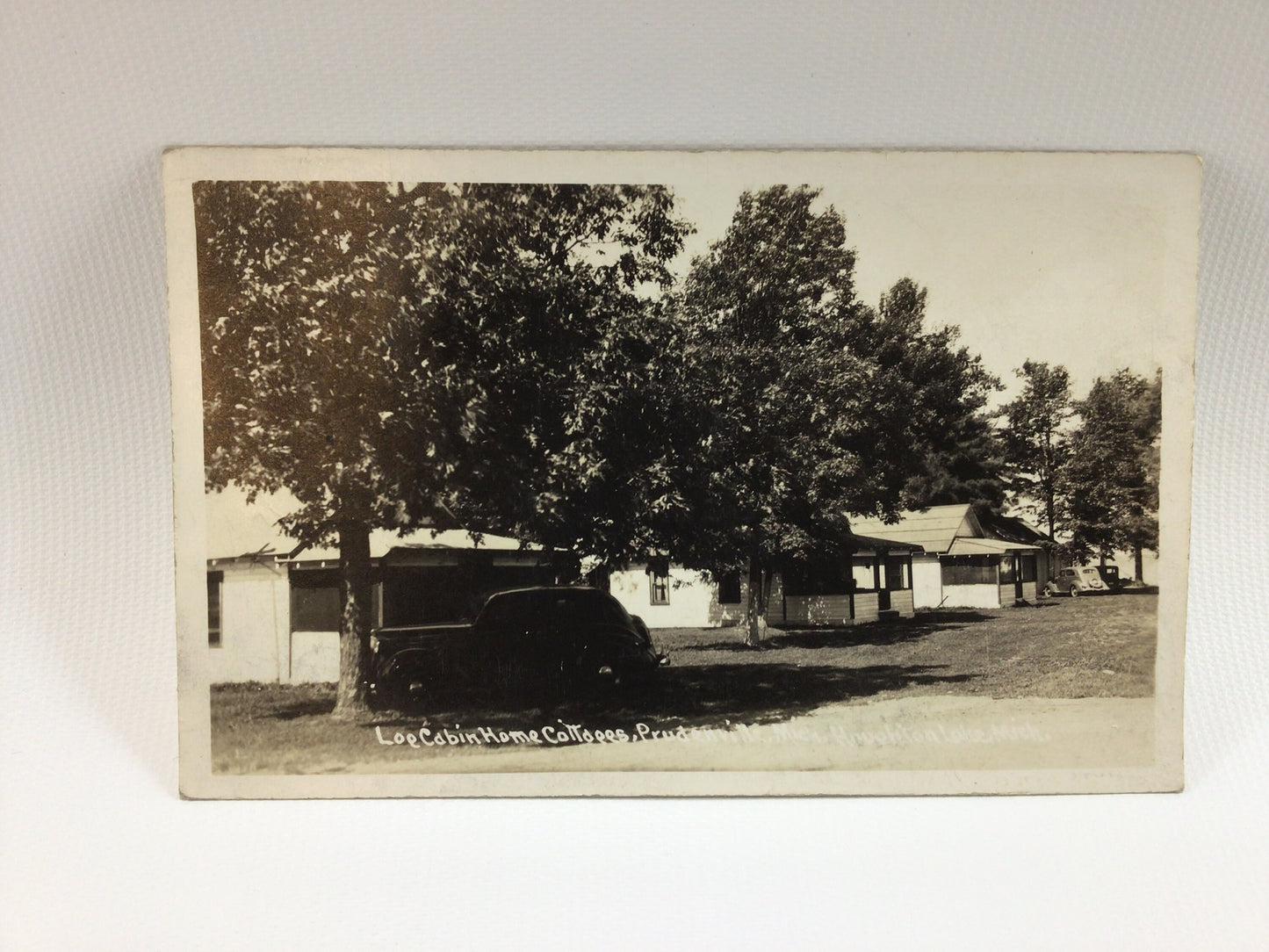 Vintage RPPC Real Photo Postcard Summer Cottages Houghton Lake Michigan 1941