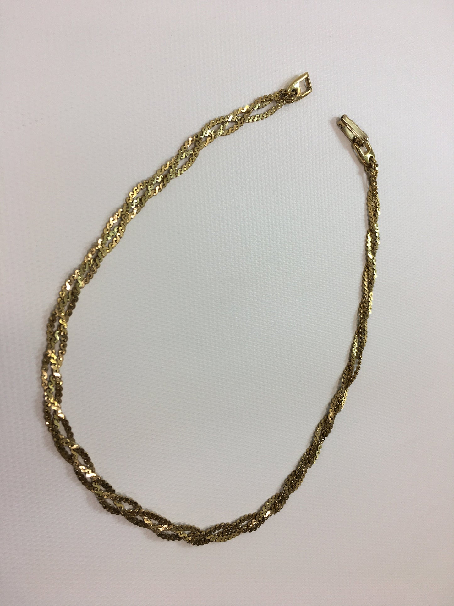 Napier Gold Tone Braided Chain Three Strand Necklace
