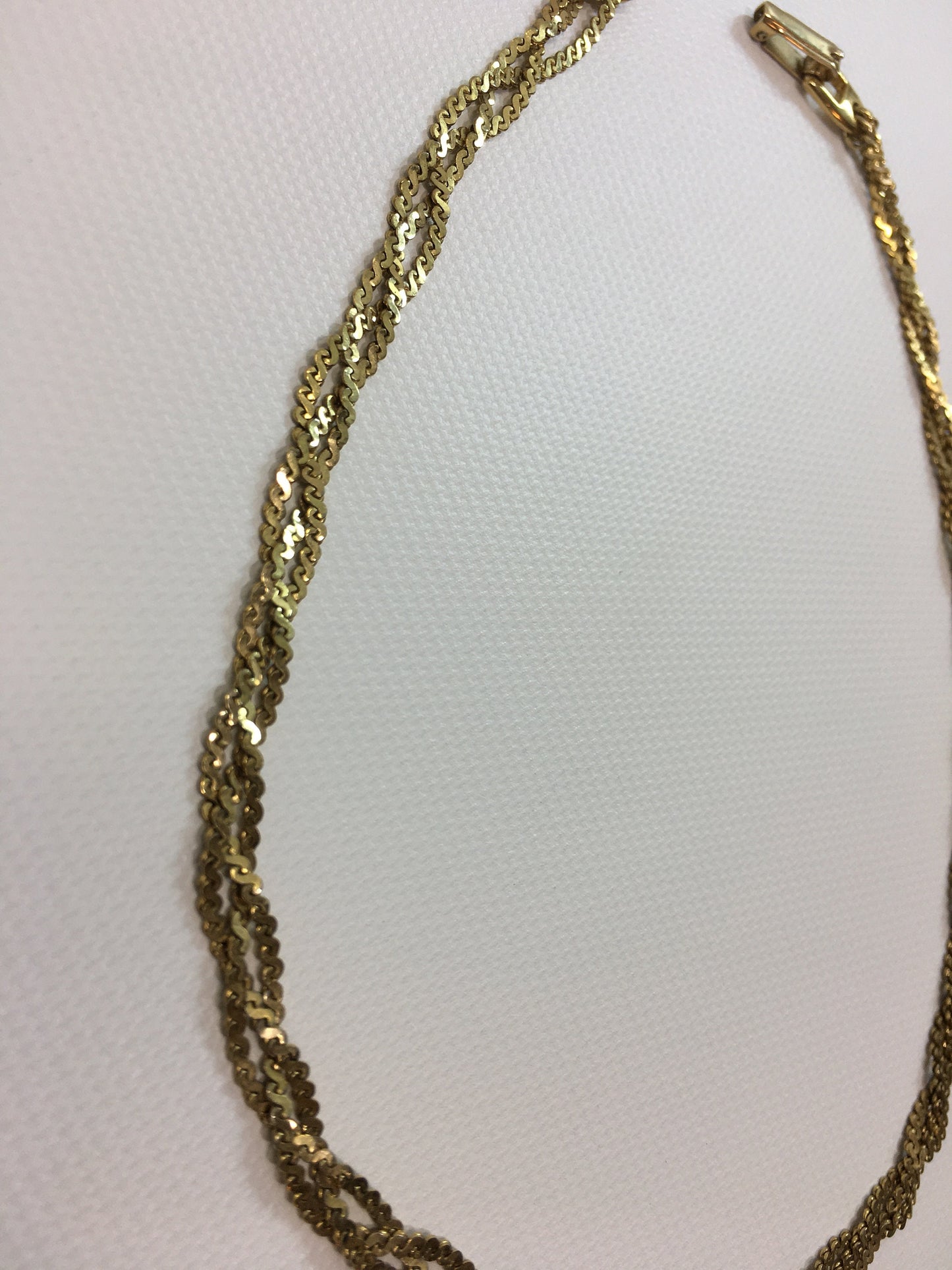 Napier Gold Tone Braided Chain Three Strand Necklace