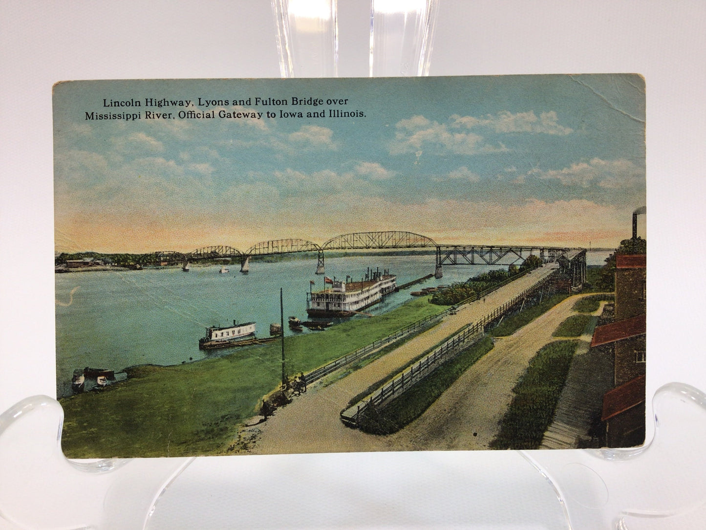 Vintage Postcard Lyons and Fulton Bridge Mississippi River Ephemera Collectible