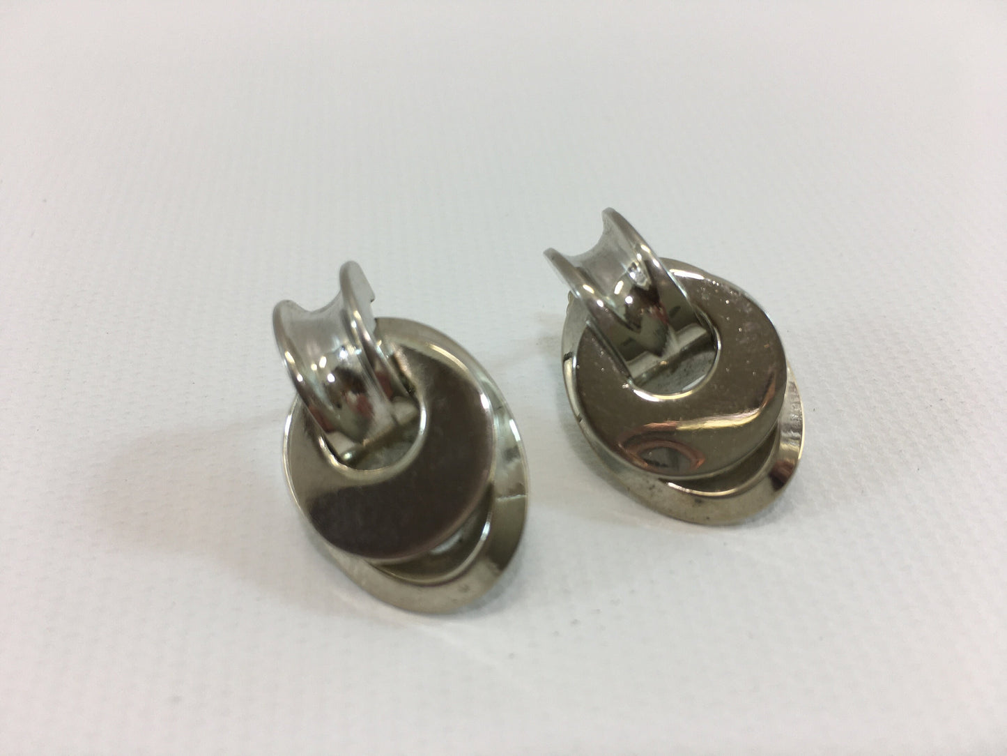 Karu Silver Tone Earrings Screw Back Oval Geometric Design