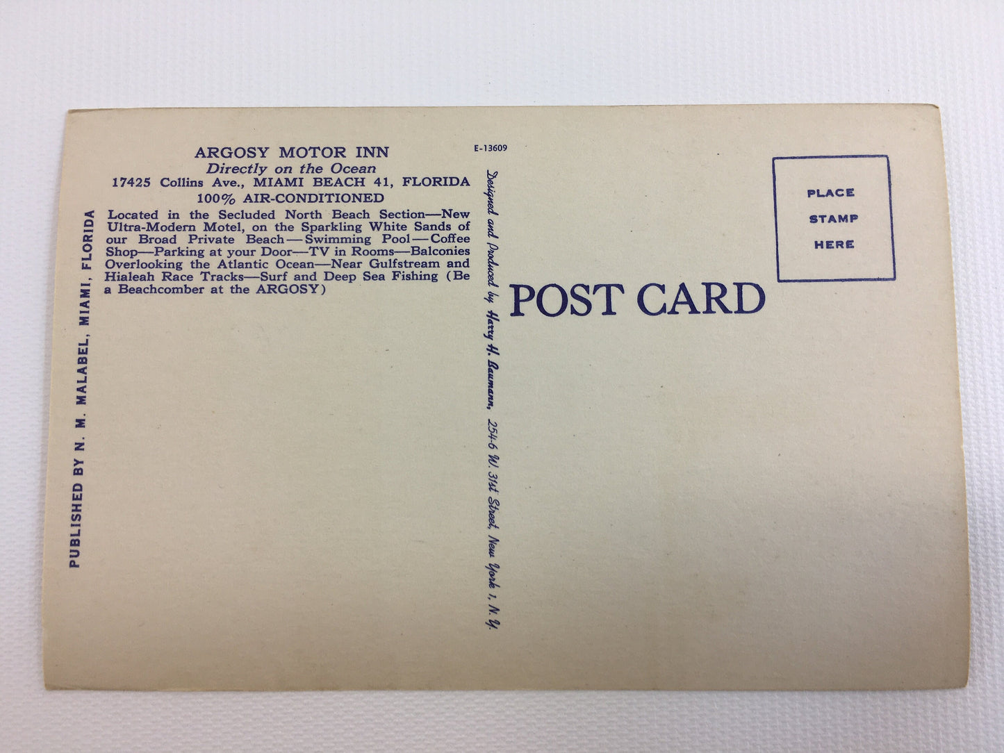 Miami Beach Florida Postcard Gas Station Premium Argosy Motor Inn Souvenir