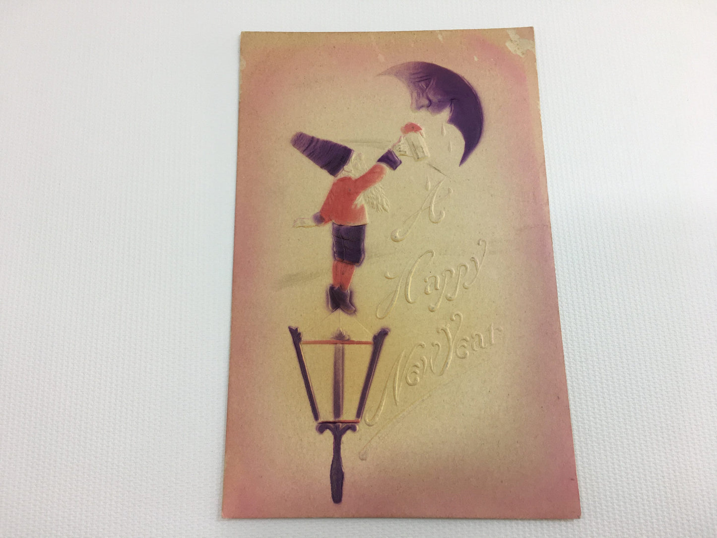 Gnome Toasting the Moon Postcard Vintage Happy New Year