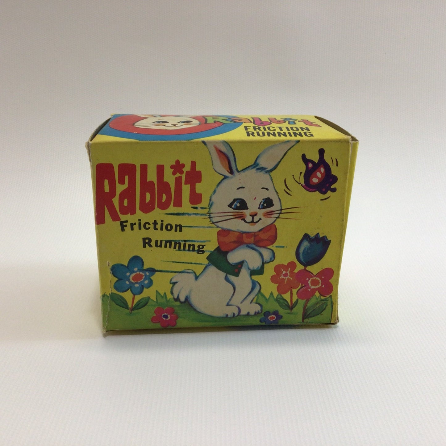 Yellow Rabbit Friction Toy in Box Vintage Collectible Kitsch