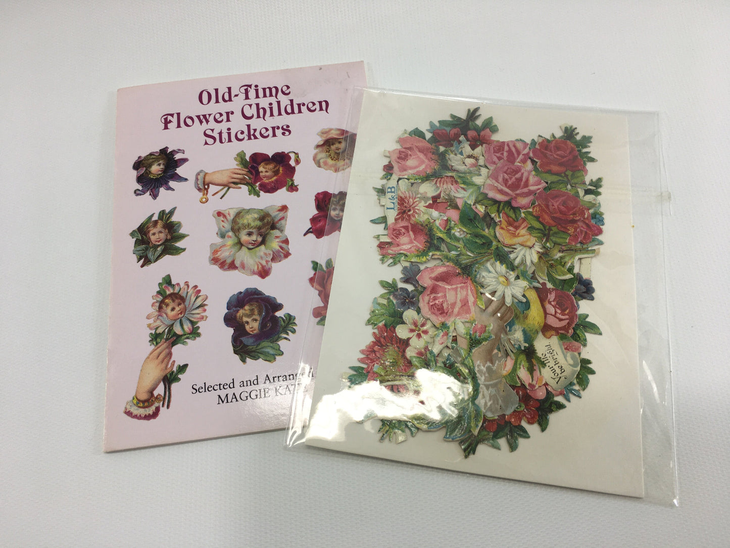 Vintage Ephemera Pack Flower Children Stickers with German Scrap
