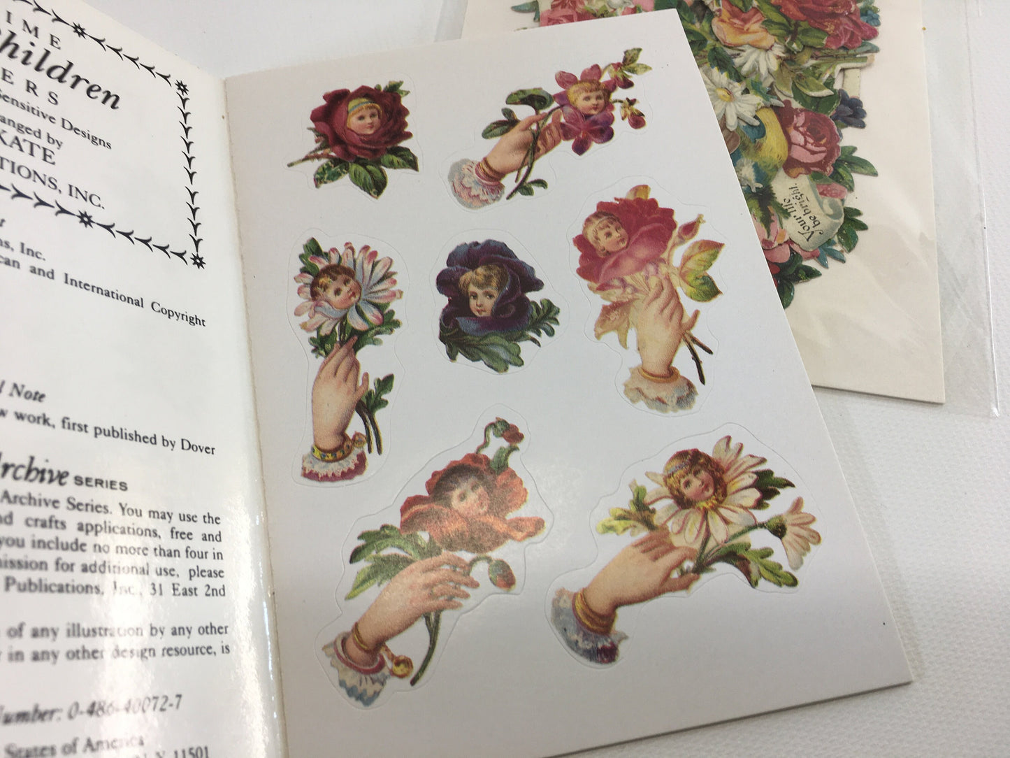 Vintage Ephemera Pack Flower Children Stickers with German Scrap