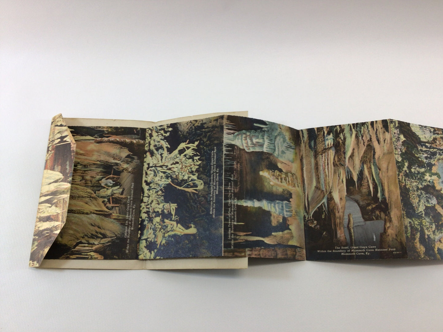 Great Onyx Cave Souvenir Postcard Foldout Antique 1940's Ephemera Collectible