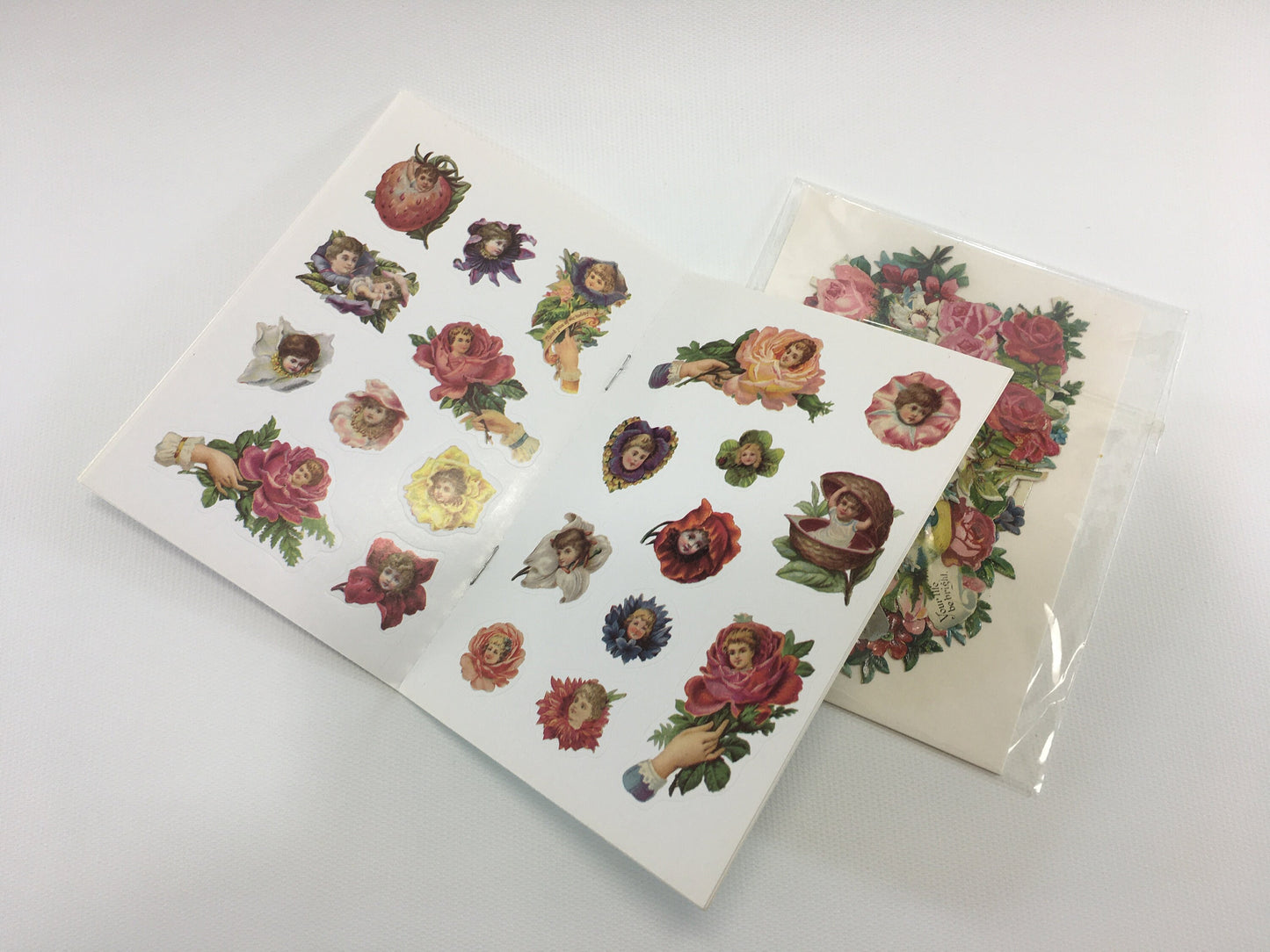 Vintage Ephemera Pack Flower Children Stickers with German Scrap
