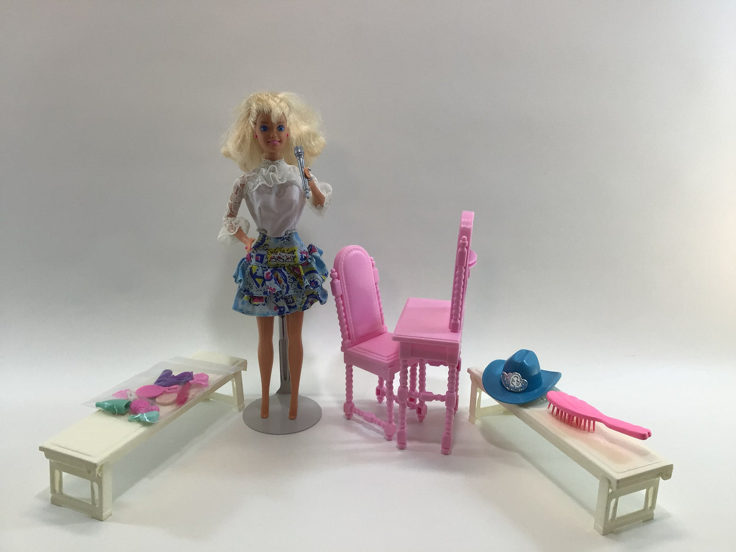 Barbie Doll with Mixed Vanity Bedroom Parts Vintage Fashion Doll Replacement Parts