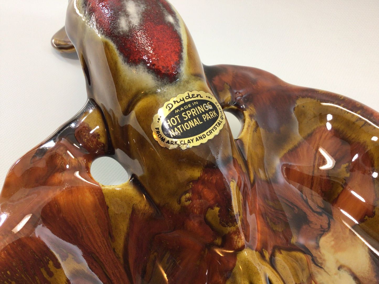 Lobster Dish Candy Nut Trinket Dryden Pottery with Drip Glaze Hot Springs National Park Souvenir