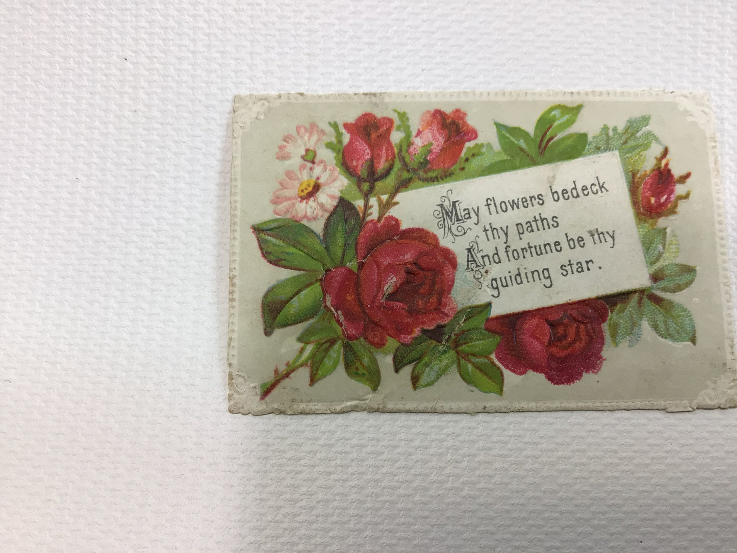 Antique German Scrap Small Embossed Card Tag Vintage Ephemera