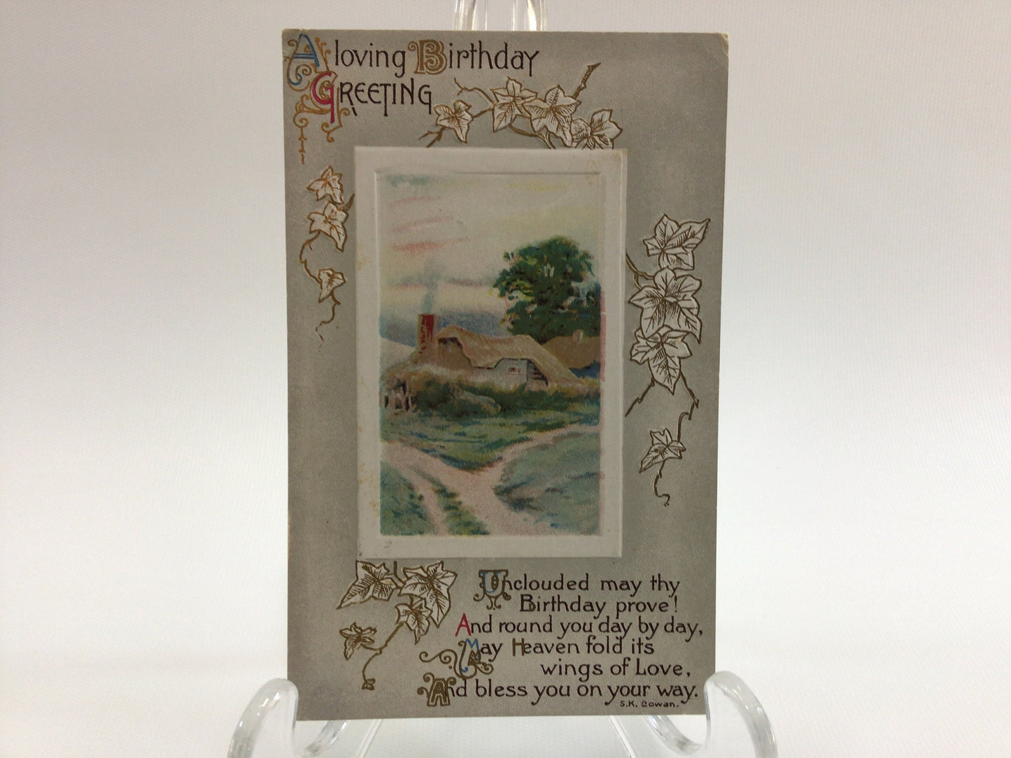 Loving Birthday Greeting Postcard Antique Post Card Landscape Birthday Card Ephemera