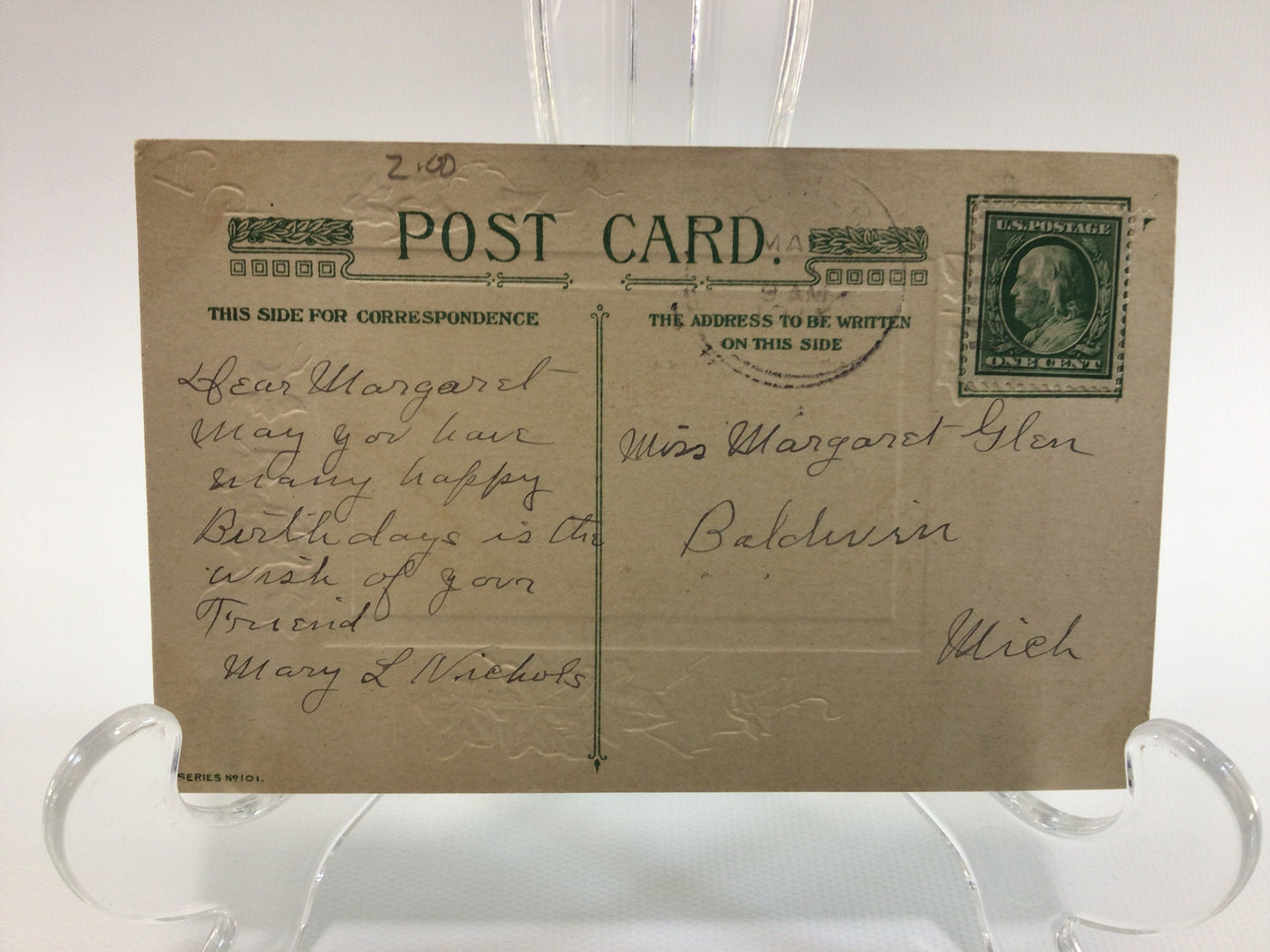 Loving Birthday Greeting Postcard Antique Post Card Landscape Birthday Card Ephemera