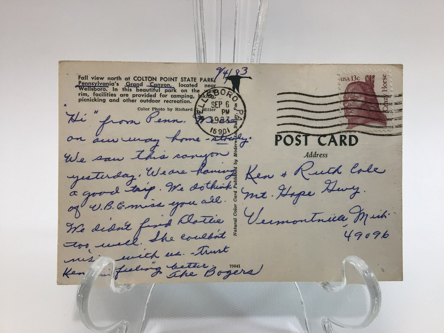 Vintage Postcard Colton Point Pennsylvania