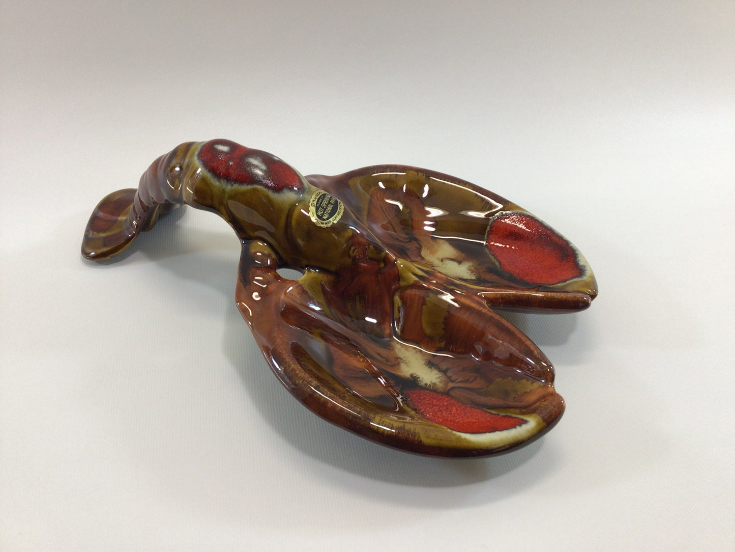 Lobster Dish Candy Nut Trinket Dryden Pottery with Drip Glaze Hot Springs National Park Souvenir