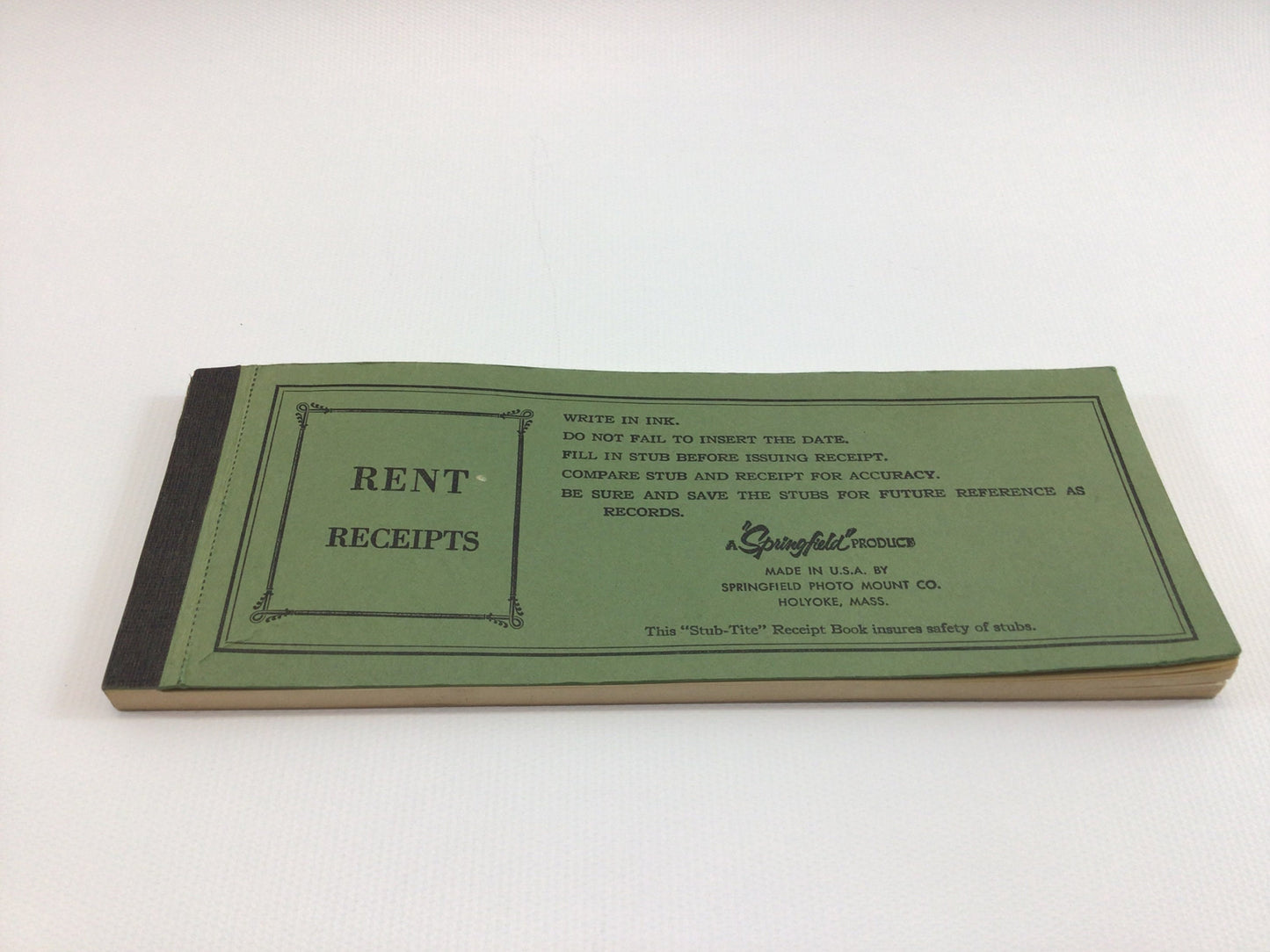 Vintage Rent Receipts Book Springfield Product Collectible Ephemera Partially Used