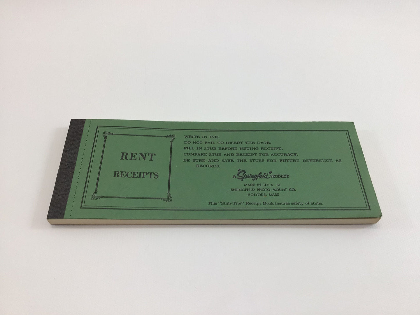 Vintage Rent Receipts Book Springfield Product Collectible Ephemera Full Unused