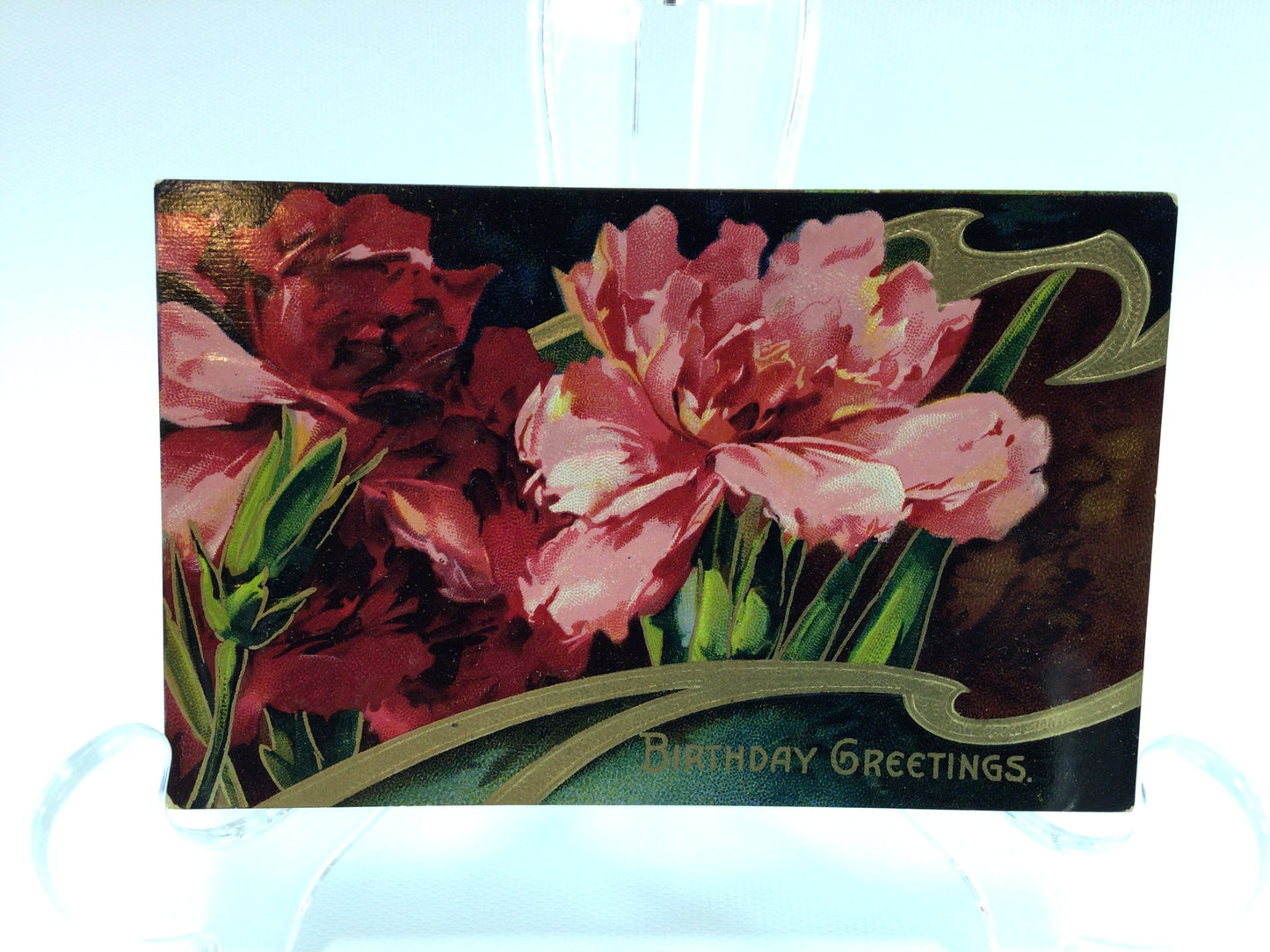 Birthday Greetings Postcard Antique Post Card Floral Birthday Card Ephemera