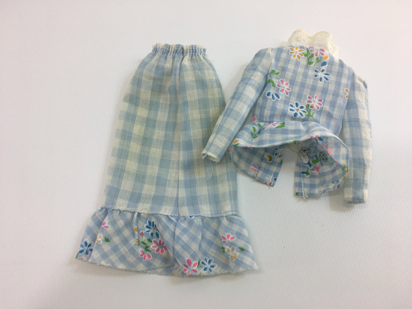 Vintage Barbie Dress 1973 Blue Check Gingham No 8621 Two Piece Summer Outfit Barbie Doll Fashion