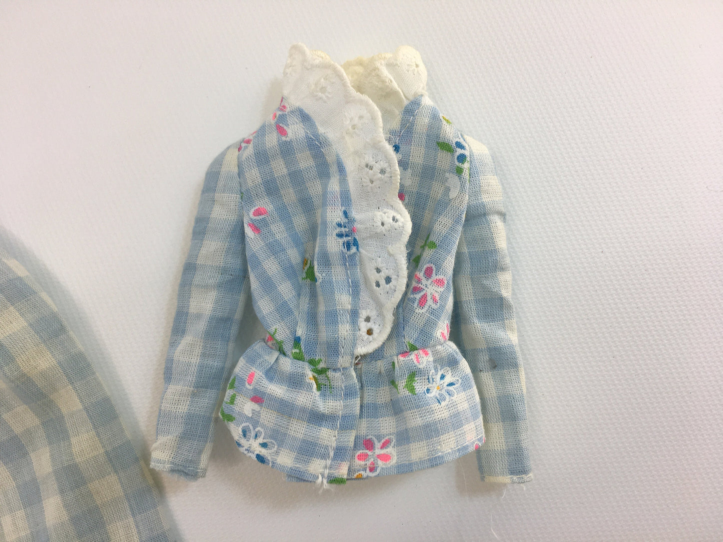 Vintage Barbie Dress 1973 Blue Check Gingham No 8621 Two Piece Summer Outfit Barbie Doll Fashion