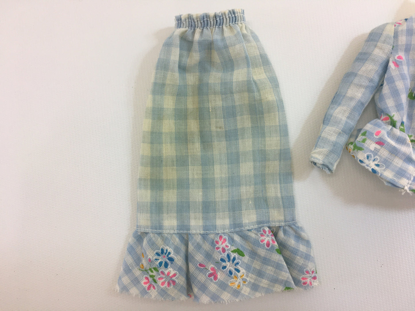 Vintage Barbie Dress 1973 Blue Check Gingham No 8621 Two Piece Summer Outfit Barbie Doll Fashion