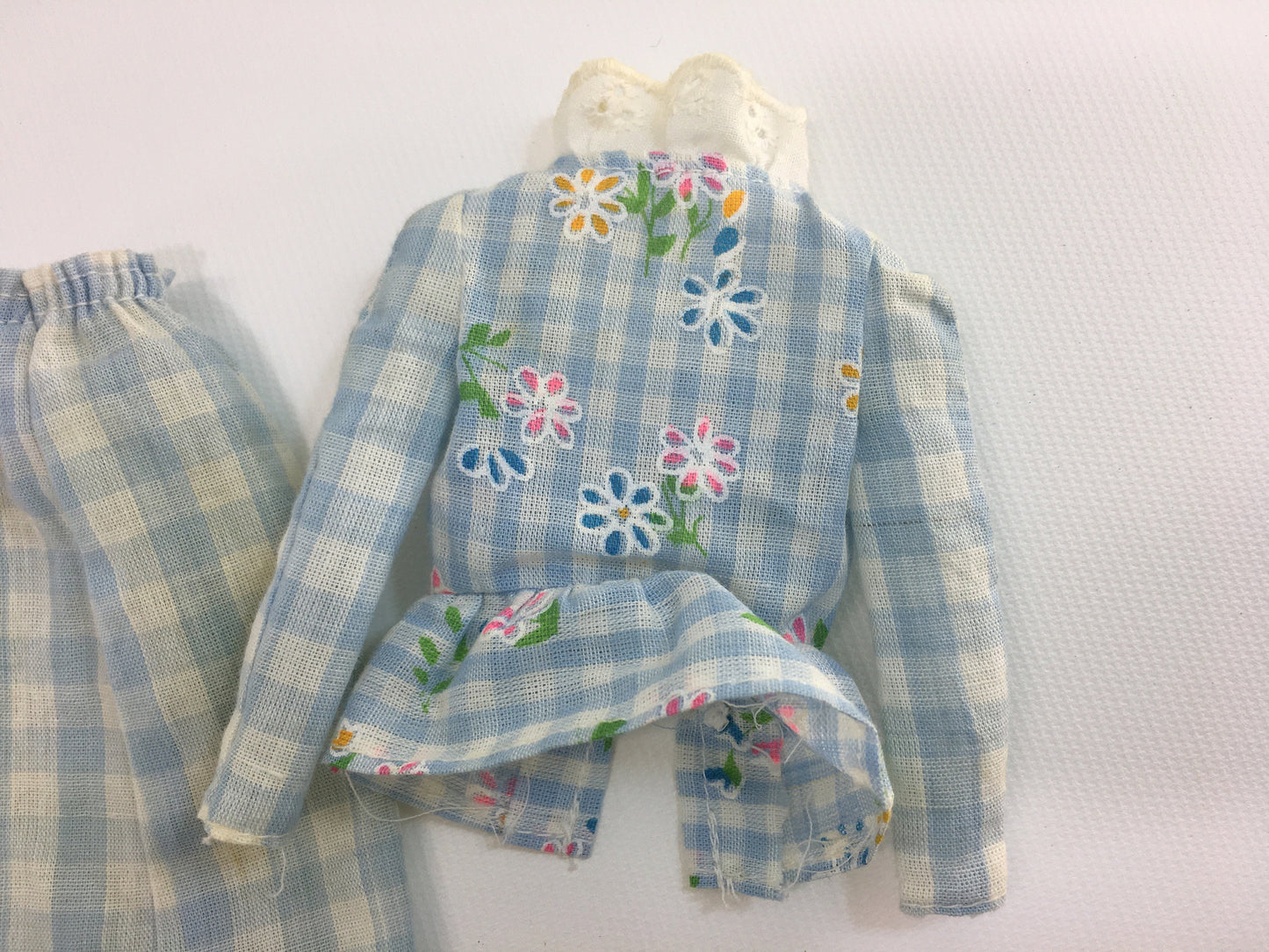 Vintage Barbie Dress 1973 Blue Check Gingham No 8621 Two Piece Summer Outfit Barbie Doll Fashion