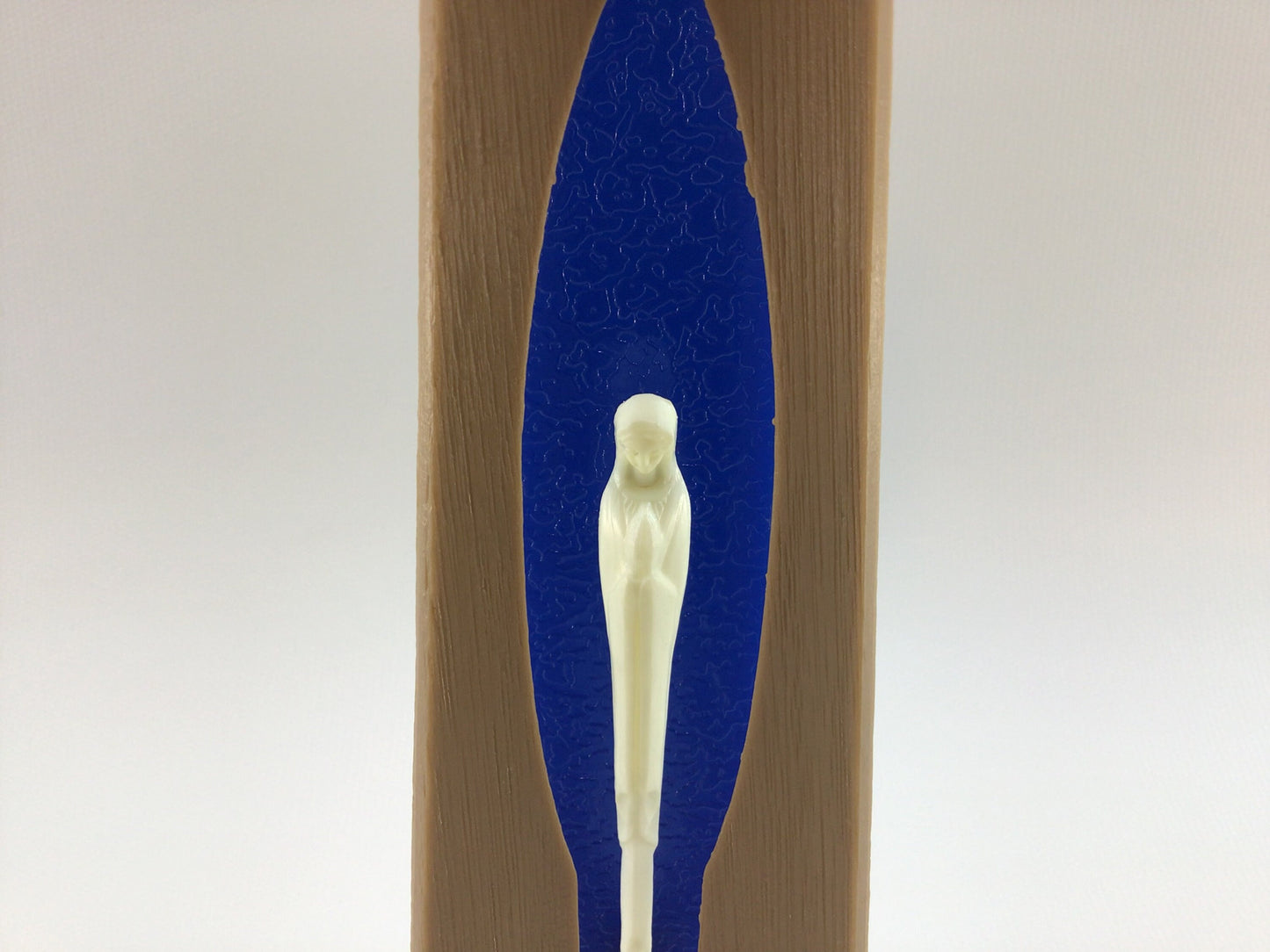 Mary Praying Figurine 7" Vinyl Wood Grain Mid Century MCM Religious Catholic Table Shelf Home Decor Collectible Shrine Altar Accessory