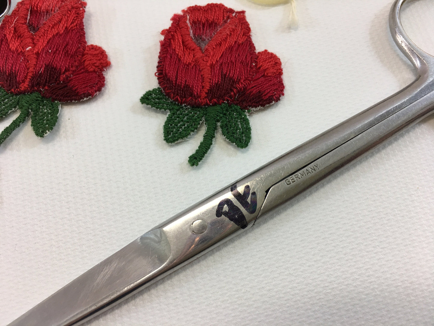 Sewing Notions Lot Vintage Rose Applique Thimble Buttons Pins German Scissor Marking Pencil Slow Stitch Tools Advertising Box