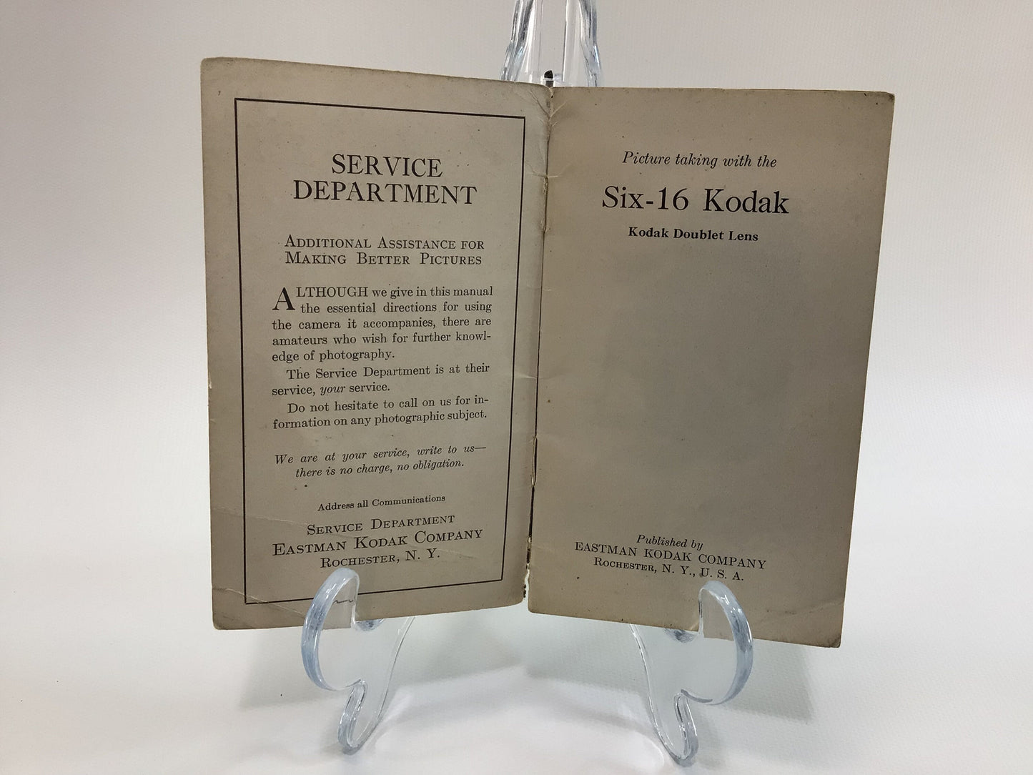 Six-16 Kodak Camera Doublet Lens Manual Antique Photography Ephemera