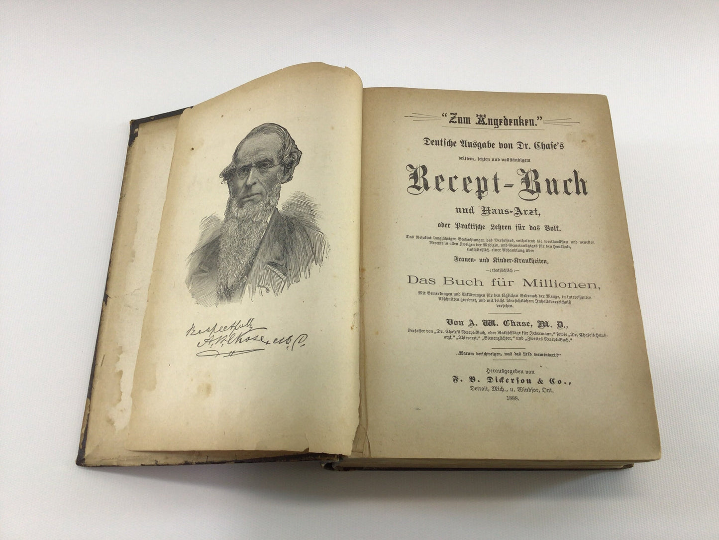 Antique Cookbook Dr. Chase's Receipt Book Copyright 1888 Written in German